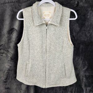 Altar'd State Gray Chevron Sherpa Vest Full Zip Size M Gray Fleece Lining